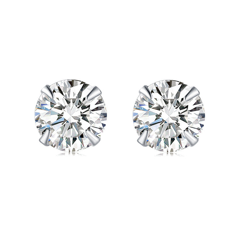 Zircon S925 Sterling Silver Heart Star Stud Earrings – Star Heart