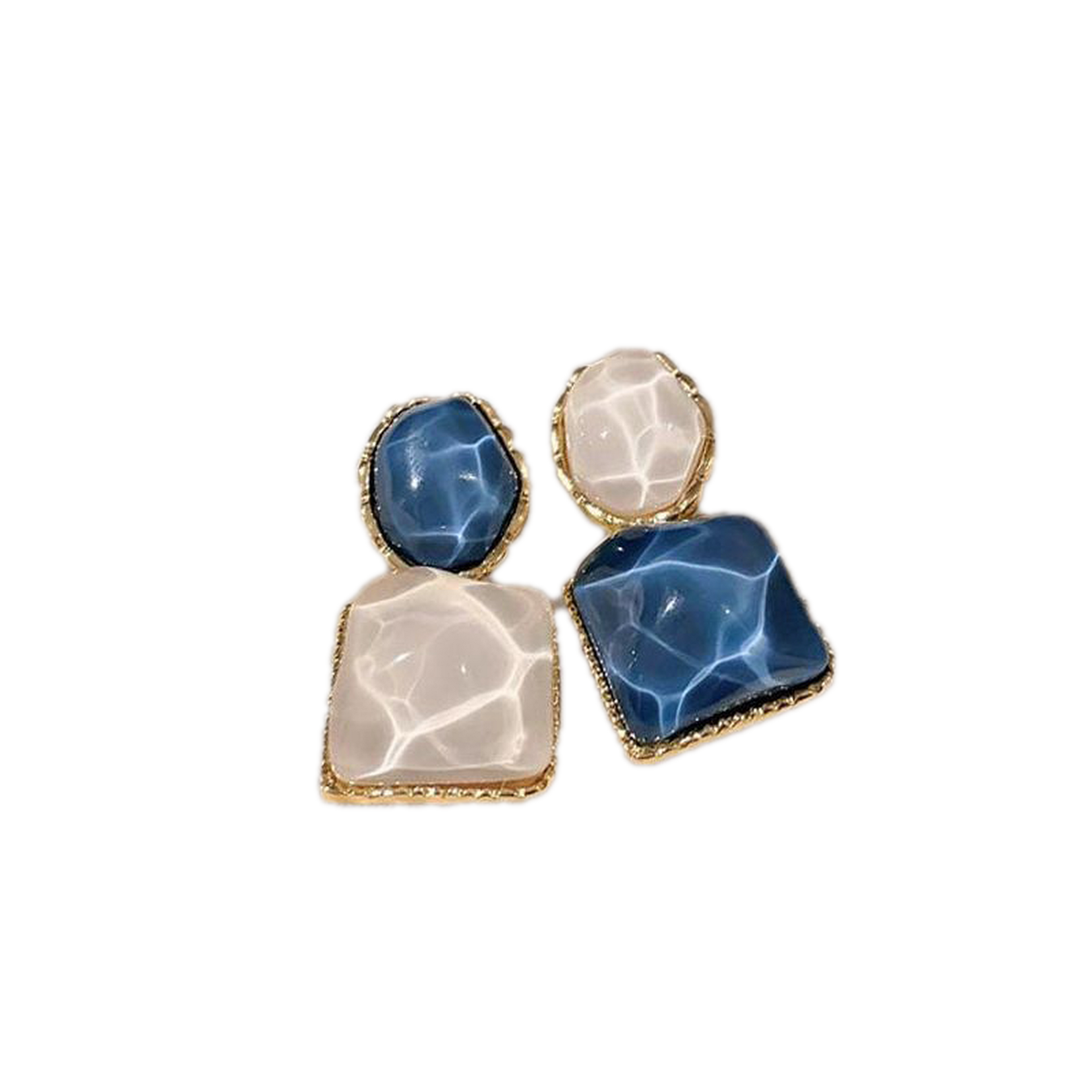 Asymmetric Blue Stud Earrings