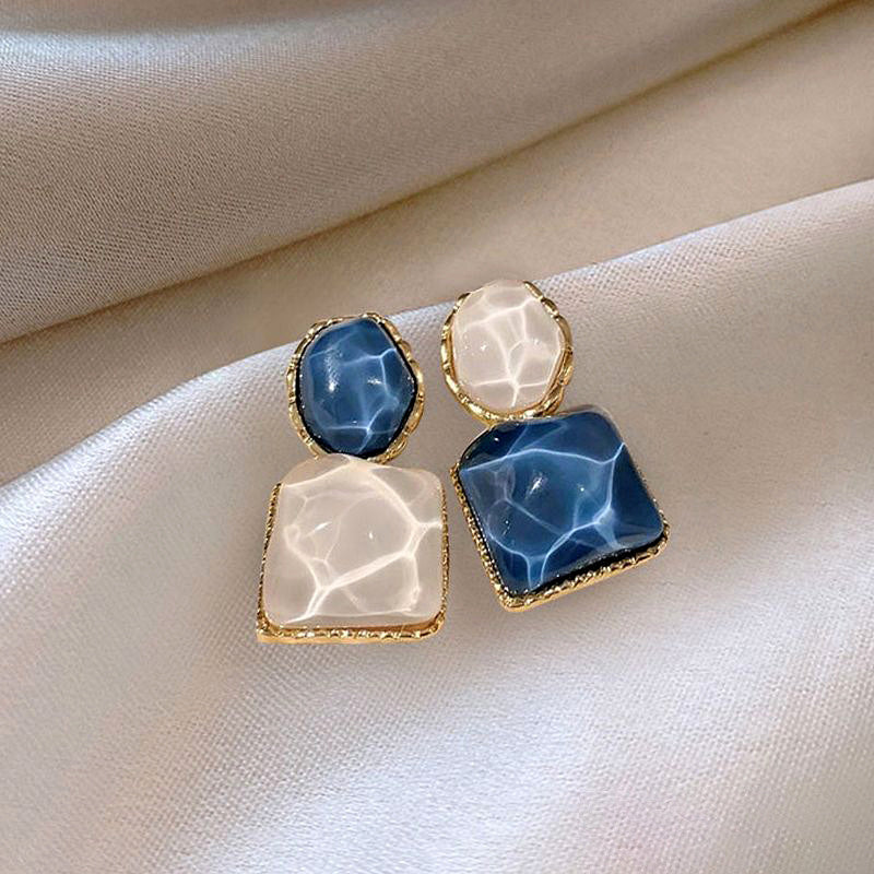 Asymmetric Blue Stud Earrings
