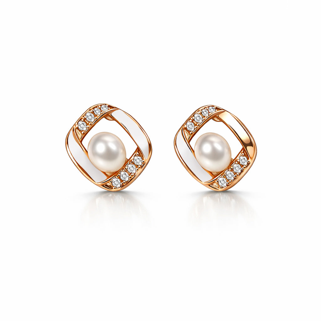 Elegant Hollow Square Pearl Drops