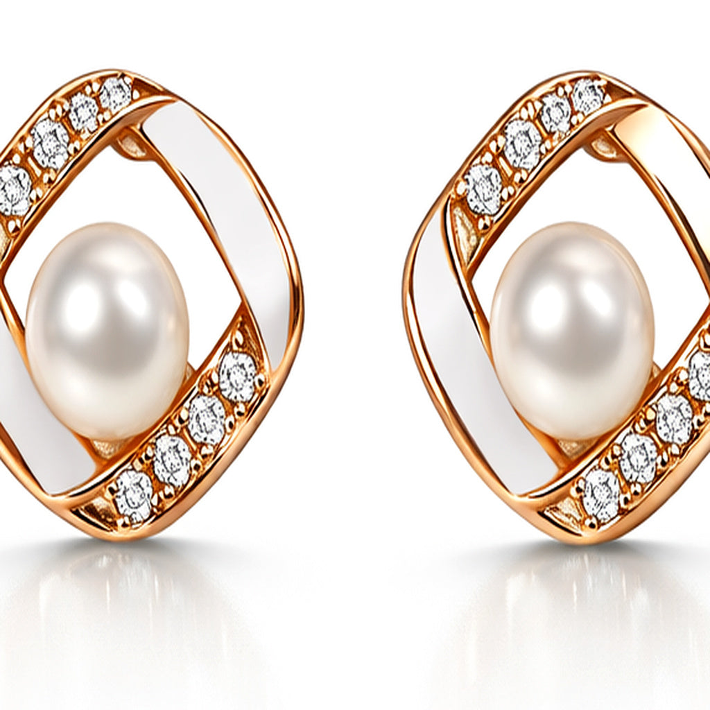 Elegant Hollow Square Pearl Drops