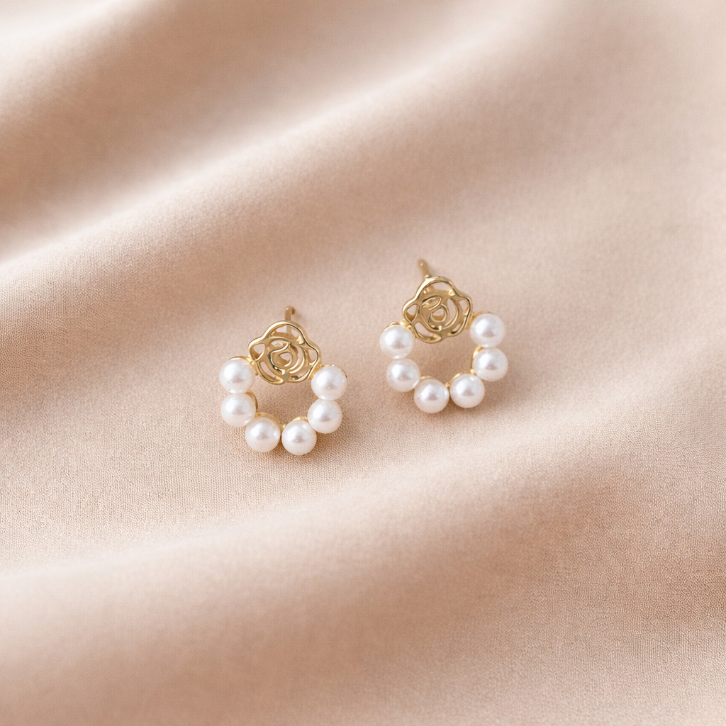 Pearl Alloy Bow Earrings – Bow Bloom Nova