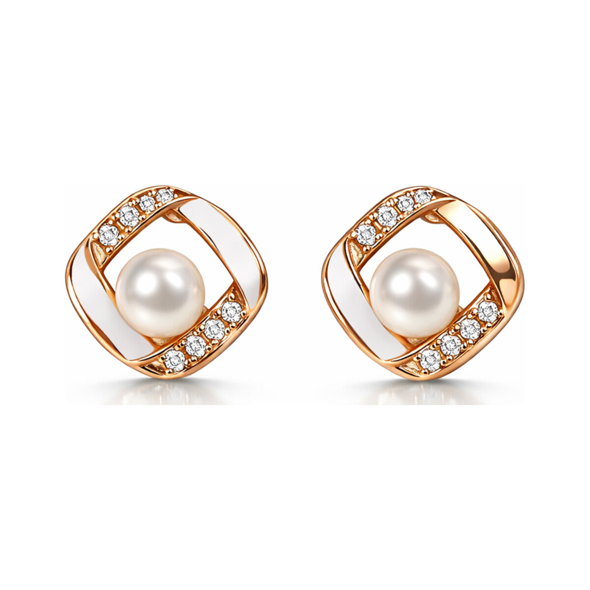Elegant Hollow Square Pearl Drops