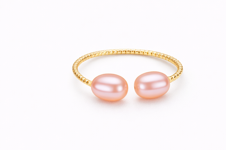 Freshwater Pearl Copper Geometric Ring