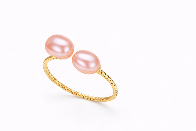 Freshwater Pearl Copper Geometric Ring