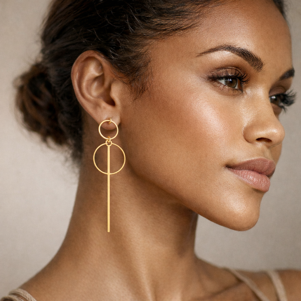 Alloy Geometric Round Earrings – Round Square Vibe Nova