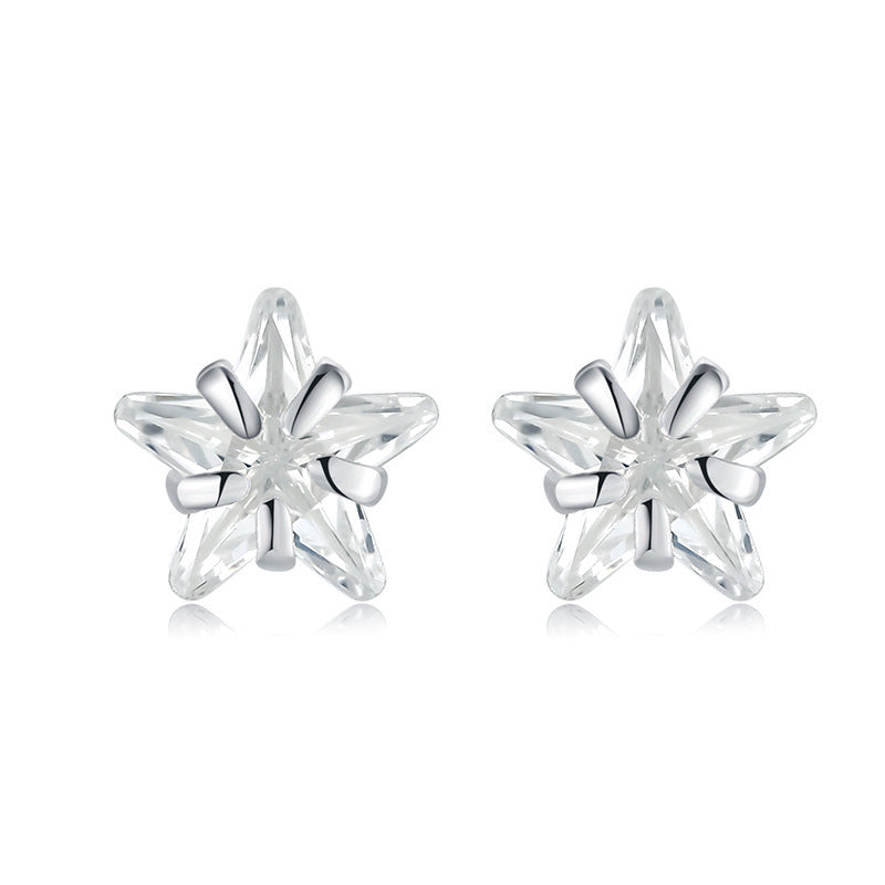 Celestial Zircon Sterling 4mm Star Sparkle Studs