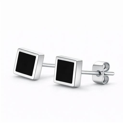 S925 Sterling Silver Square Geometric Stud Earrings