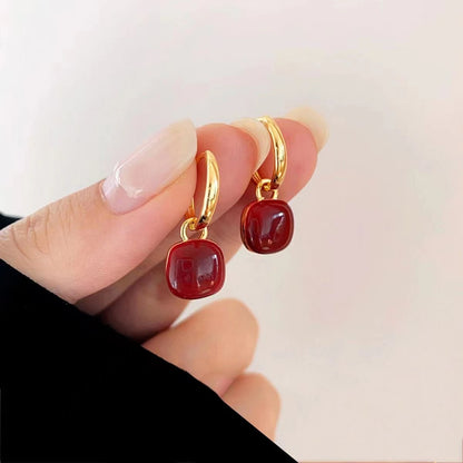 Enamel Heart Drop Earrings