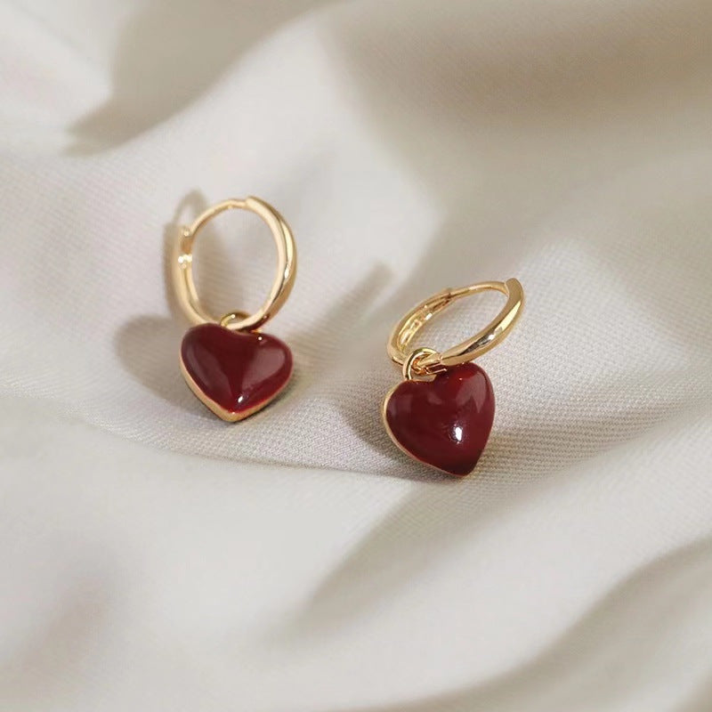 Glossy Heart Drop Earrings