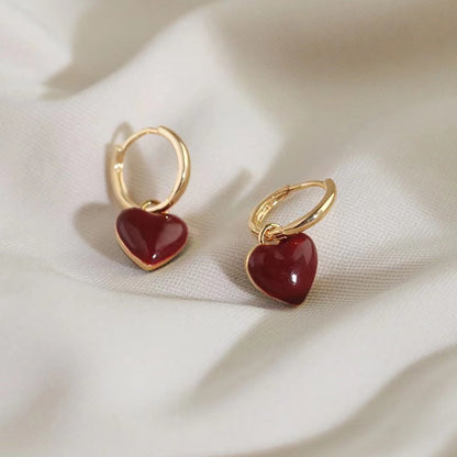 Glossy Heart Drop Earrings
