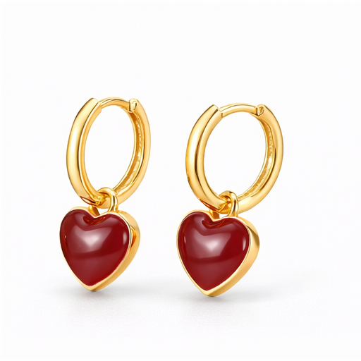 Glossy Heart Drop Earrings