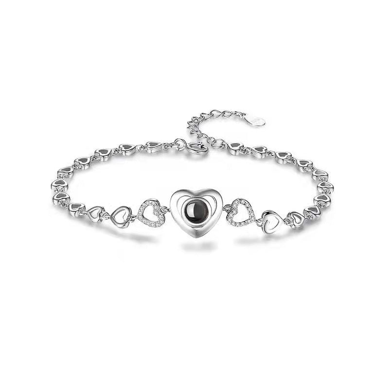 Zircon Silver Heart Hollow Bracelet – Heart Hollow