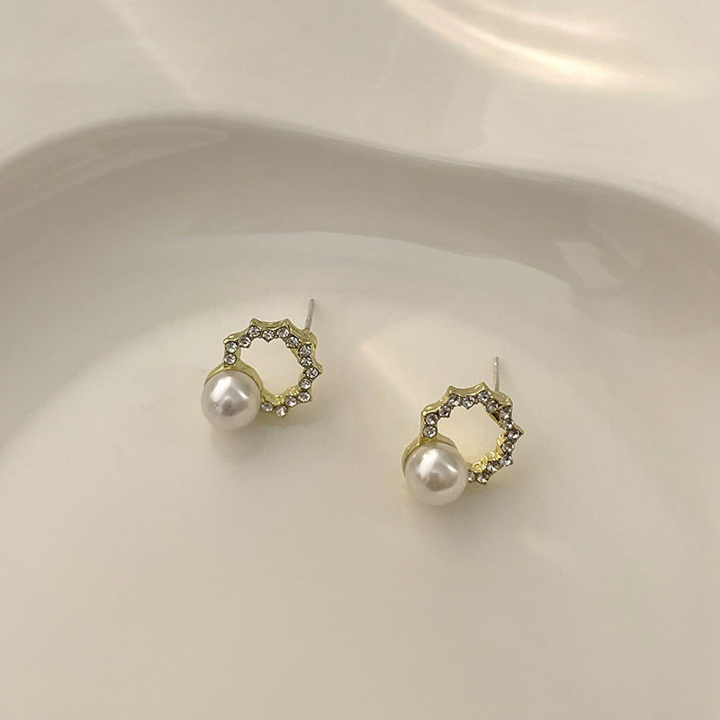 Rhinestone Pearl Bow Drops