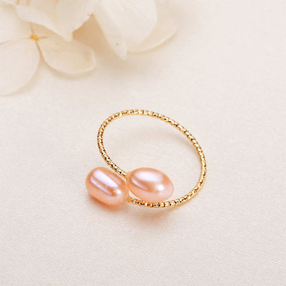 Freshwater Pearl Copper Geometric Ring