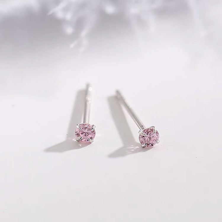 Pink Round S925 Studs Mini 2.5mm