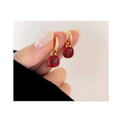 Enamel Heart Drop Earrings