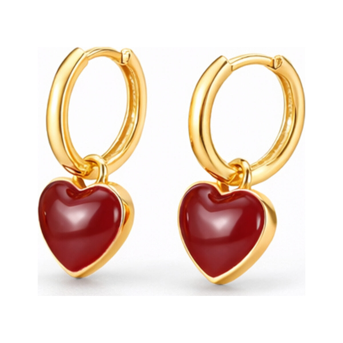 Glossy Heart Drop Earrings