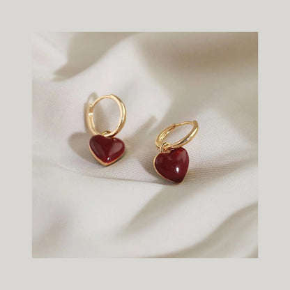 Glossy Heart Drop Earrings