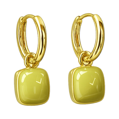 Enamel Heart Drop Earrings