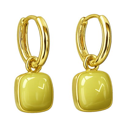 Enamel Heart Drop Earrings
