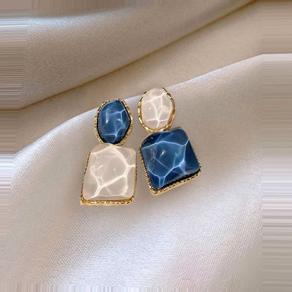 Asymmetric Blue Stud Earrings