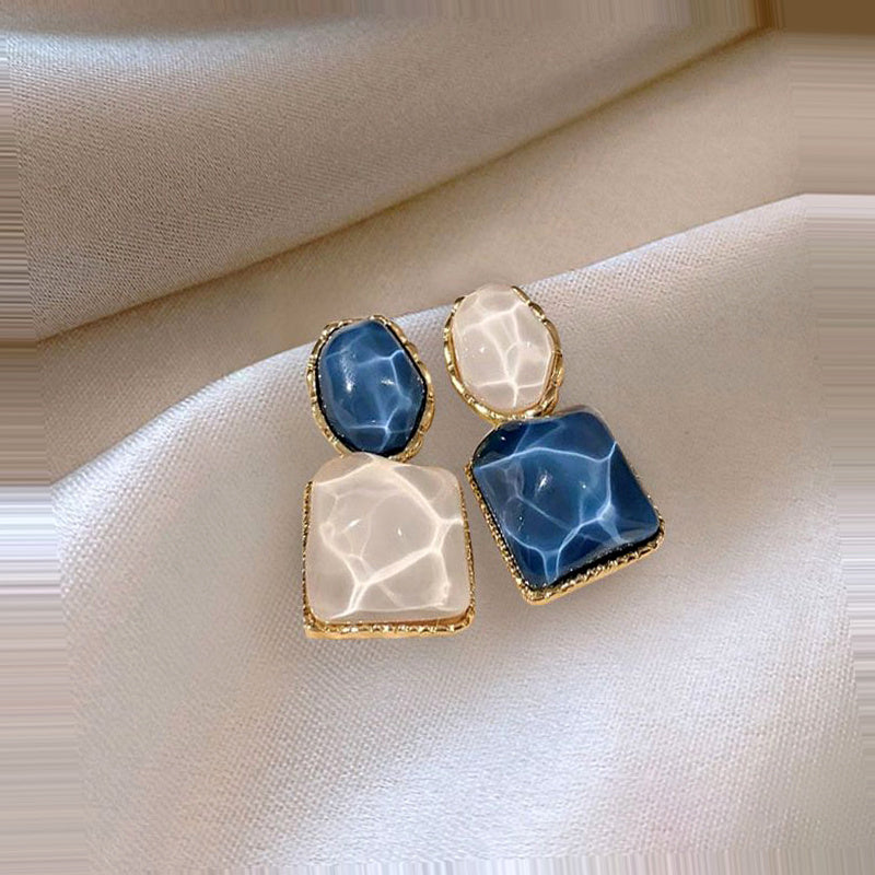Asymmetric Blue Stud Earrings