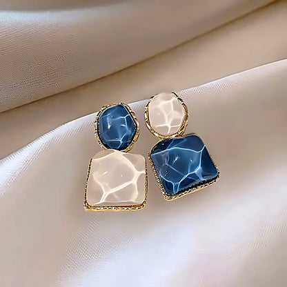 Asymmetric Blue Stud Earrings