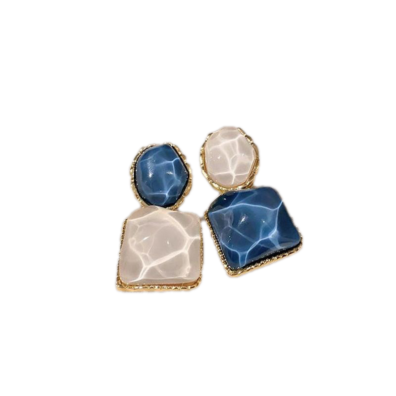 Asymmetric Blue Stud Earrings