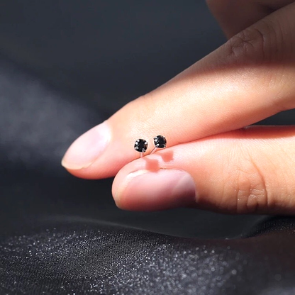 Black Silver 2.5mm S925 Earrings Studs