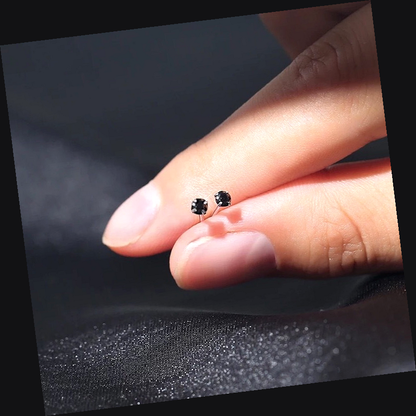 Black Silver 2.5mm S925 Earrings Studs