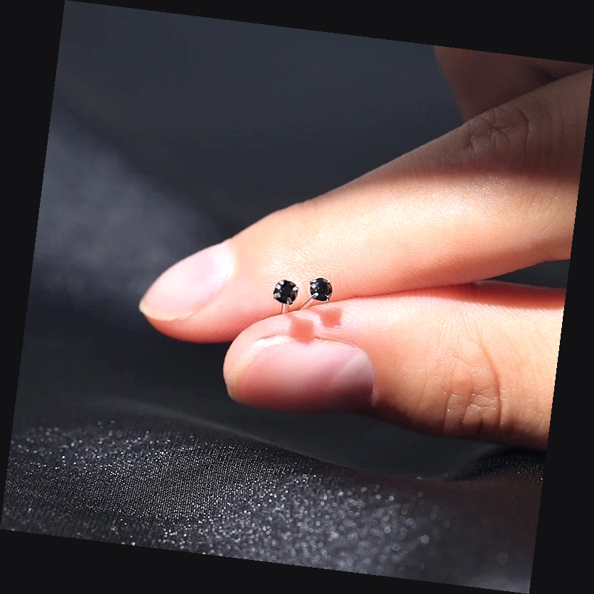 Black Silver 2.5mm S925 Earrings Studs