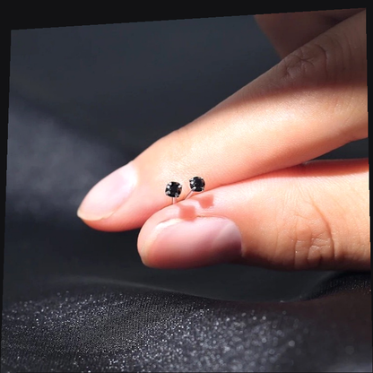 Black Silver 2.5mm S925 Earrings Studs