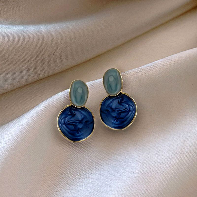 Blue Irregular Round Earrings