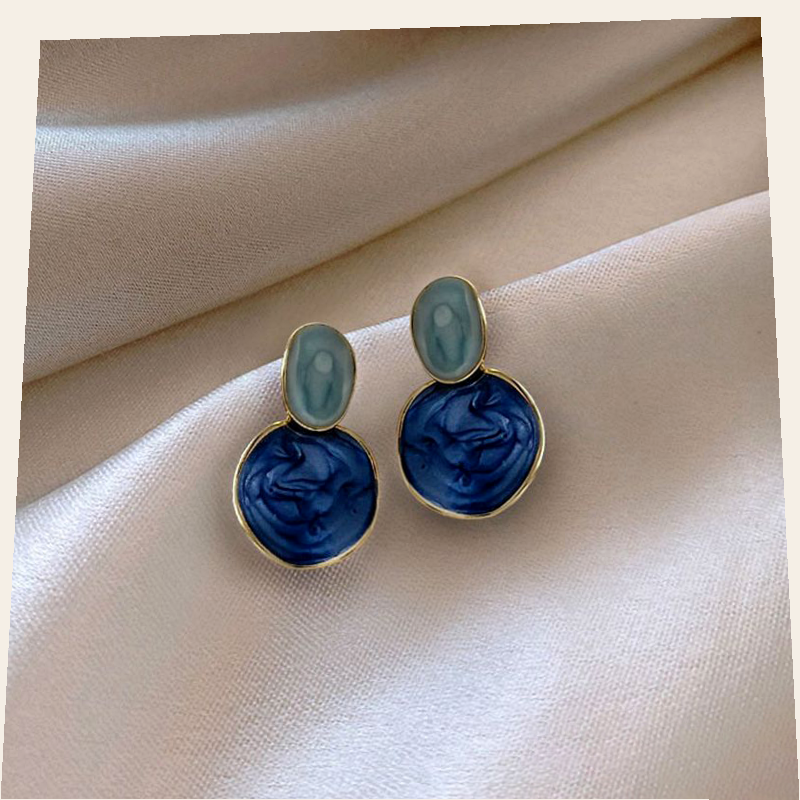 Blue Irregular Round Earrings