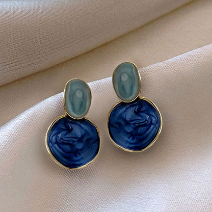 Blue Irregular Round Earrings