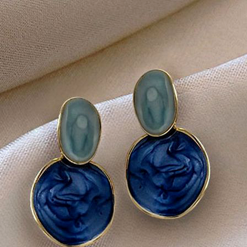 Blue Irregular Round Earrings