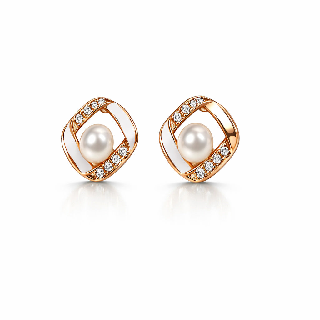 Elegant Hollow Square Pearl Drops