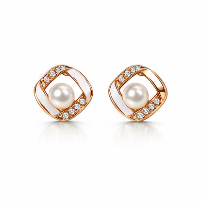 Elegant Hollow Square Pearl Drops