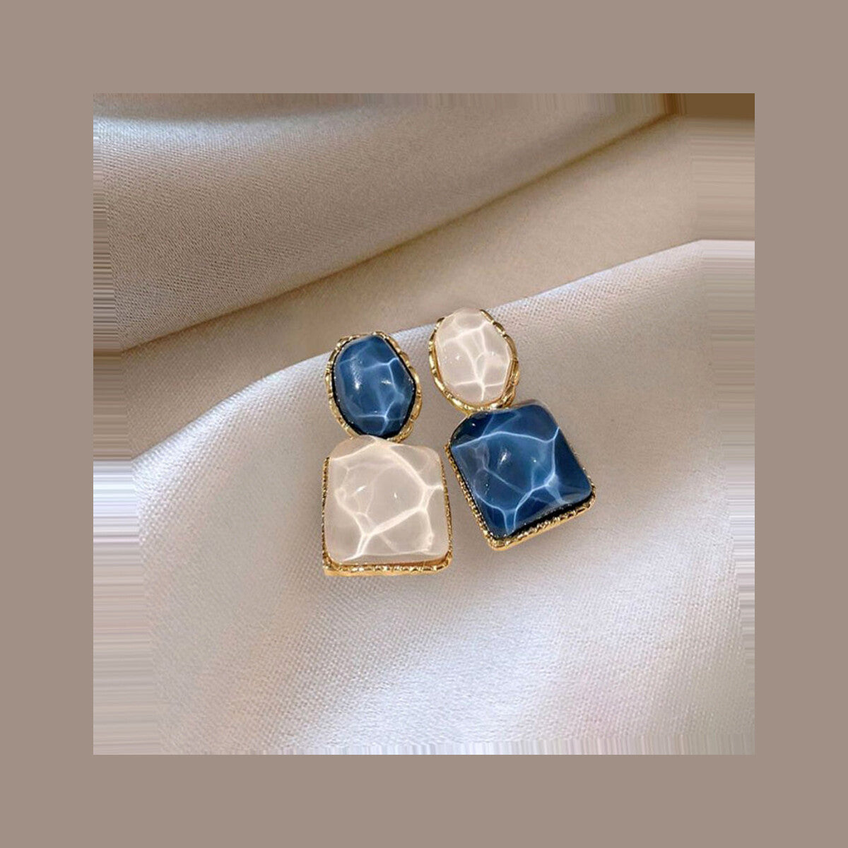 Asymmetric Blue Stud Earrings