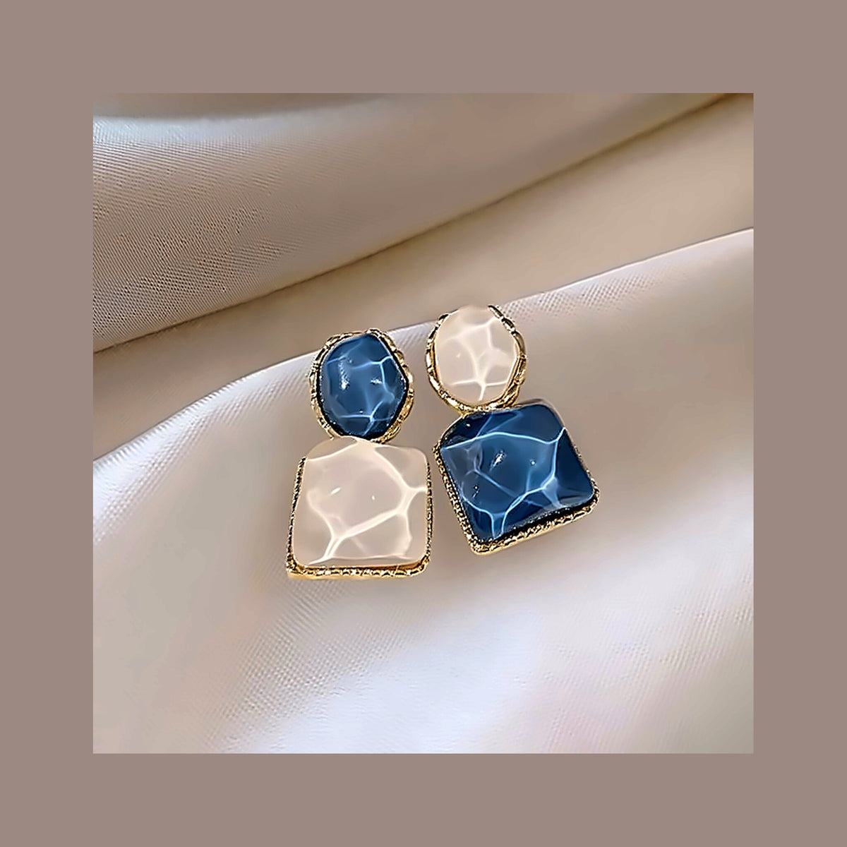 Asymmetric Blue Stud Earrings