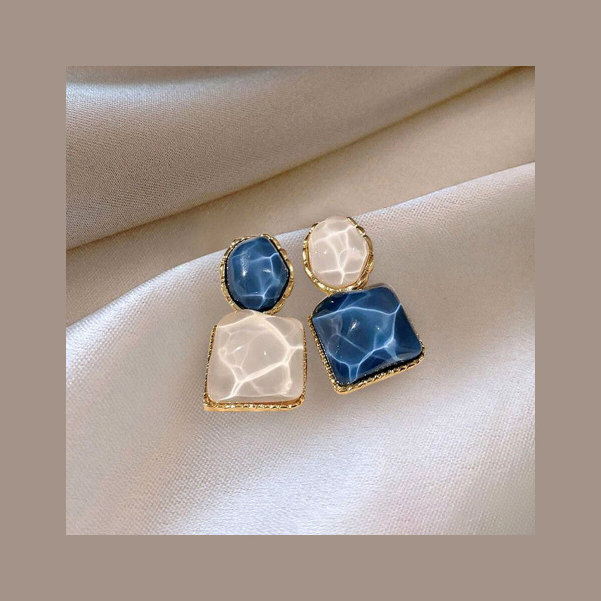 Asymmetric Blue Stud Earrings
