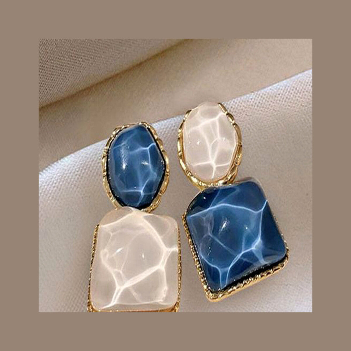 Asymmetric Blue Stud Earrings