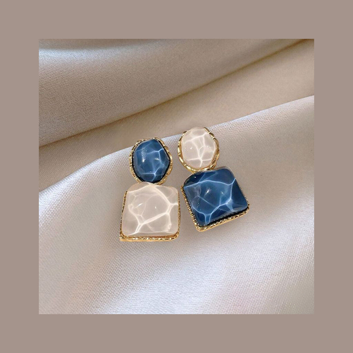 Asymmetric Blue Stud Earrings