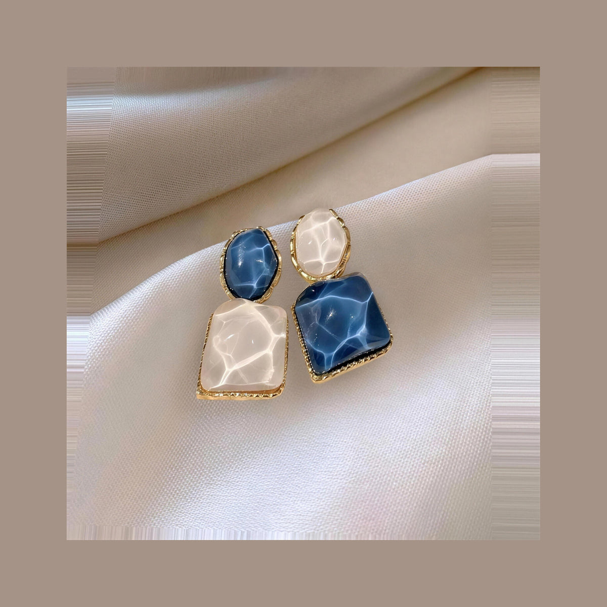 Asymmetric Blue Stud Earrings