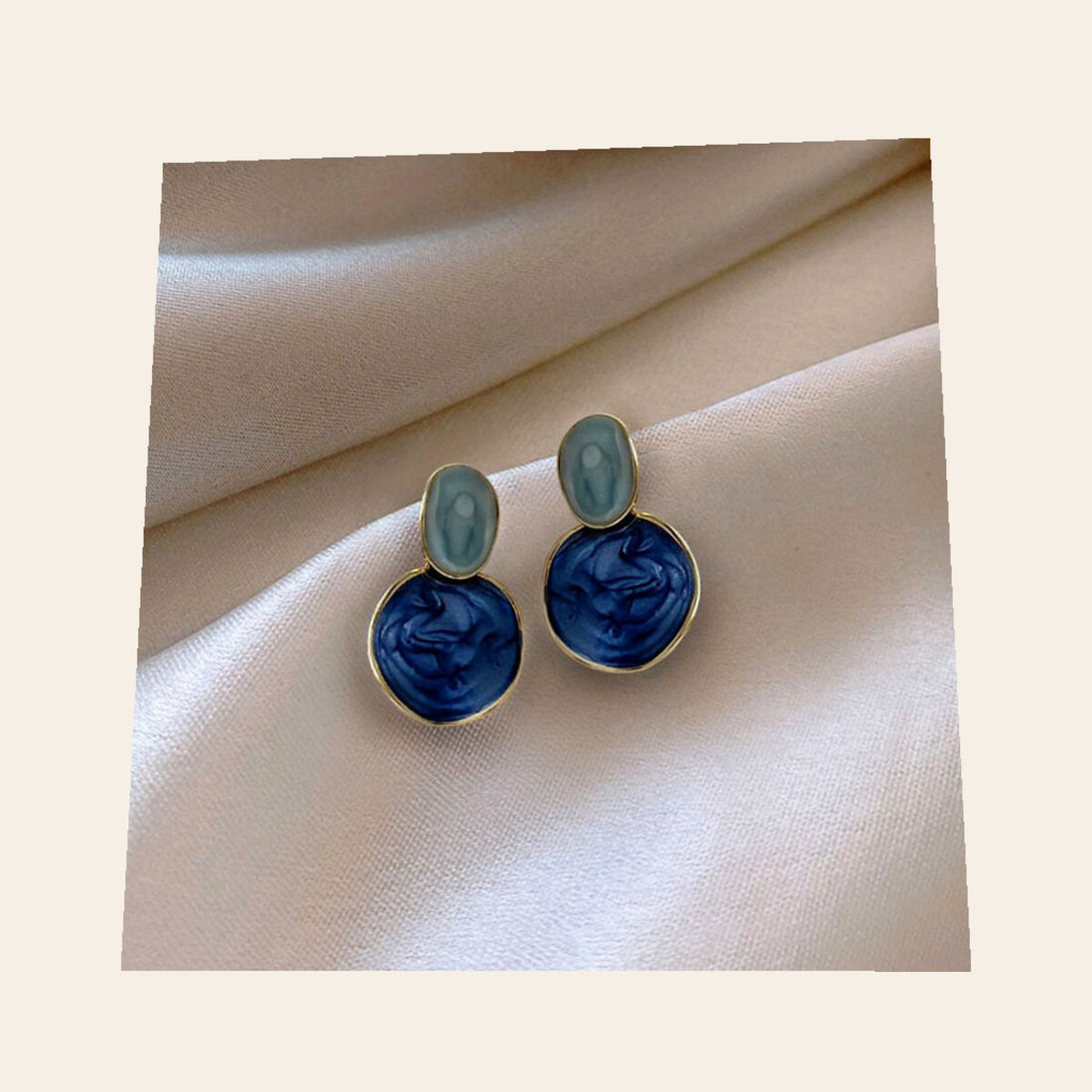 Blue Irregular Round Earrings