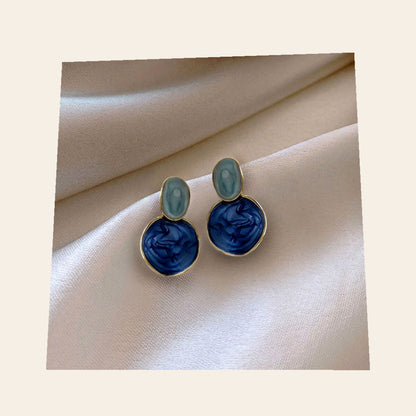 Blue Irregular Round Earrings