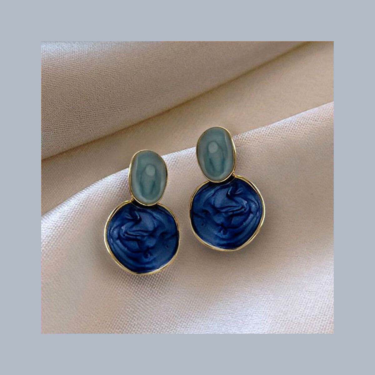 Blue Irregular Round Earrings
