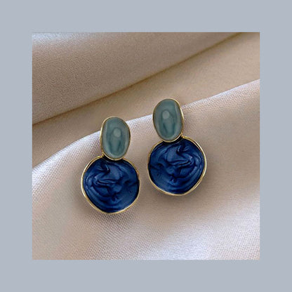 Blue Irregular Round Earrings