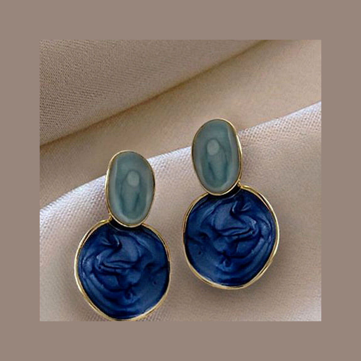 Blue Irregular Round Earrings